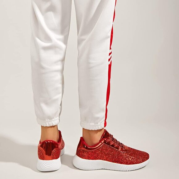 Brand New Women Red Rubber LUCKY STEP Glitter Sparkly Lightweight Shoes - Picture 5 of 8